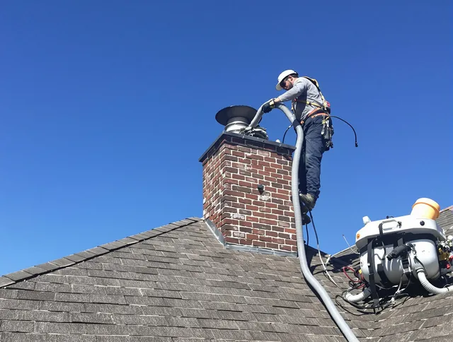 Dedicated Westborough Chimney Sweep team member cleaning a chimney in Westborough, MA