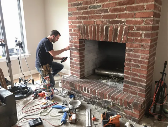 Westborough Chimney Sweep specialist finalizing chimney liner service in Westborough, MA