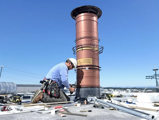 Installed chimney liner by Westborough Chimney Sweep in Westborough, MA