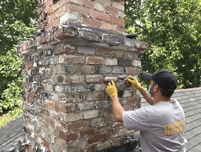 In-progress chimney restoration by Westborough Chimney Sweep in Westborough, MA