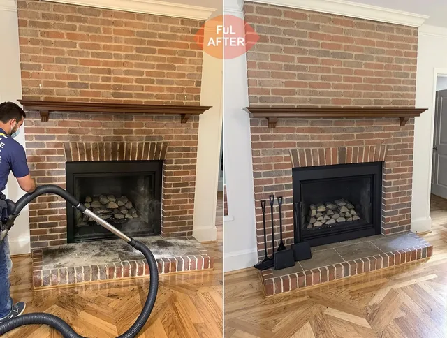 Westborough Chimney Sweep carefully sanitizing a fireplace in Westborough, MA