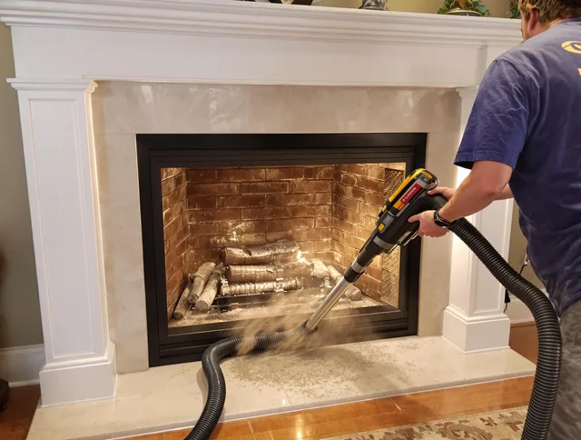 Fireplace cleaning performed by Westborough Chimney Sweep in Westborough, MA